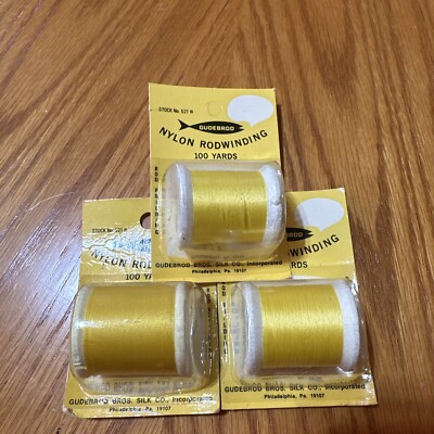 Spools Gudebrod Rod Building Thread 521 B 207 100 Yds Per Spool Yellow  Size A