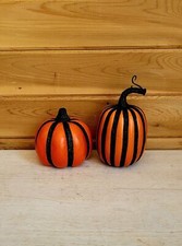 Halloween Pumpkins Glitter Plastic Lot of 2 Fall Decorations