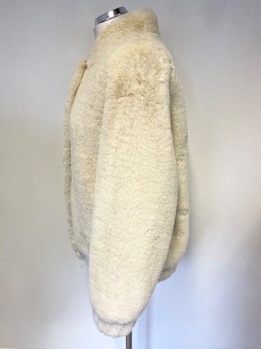 VEGANCODE ECRU FAUX FUR LONG SLEEVED BOMBER JACKET SIZE 8 RRP £168 - Picture 3 of 6