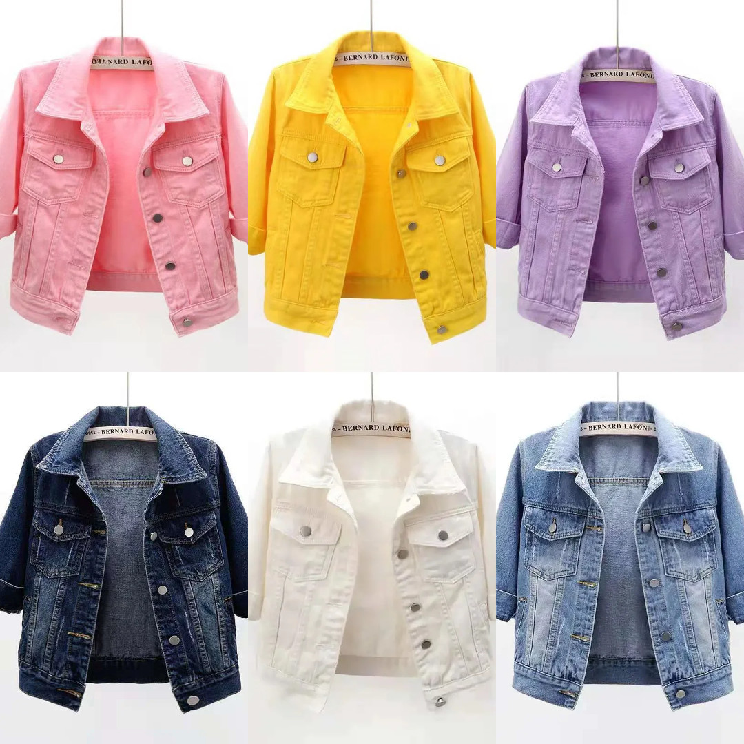 Denim Jacket Women's Jean Casual Button Size Blue Coat Trucker Pockets *20% OFF*-image