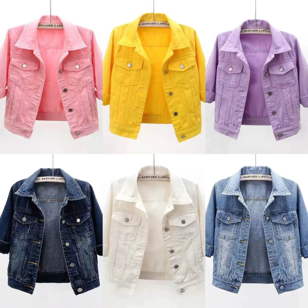 Denim Jacket Women's Jean Casual Button Size Blue Coat Trucker Pockets *20% OFF*