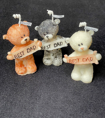 2xTeddybär Kerze | Luxus Handarbeit Sojawachs | Wohndeko | Geschenkidee | BESTER PAPA
