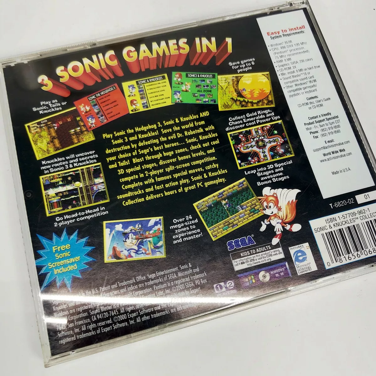 NEW Sonic & Knuckles Collection PC Game SEALED Computer the hedgehog 3 Win  95