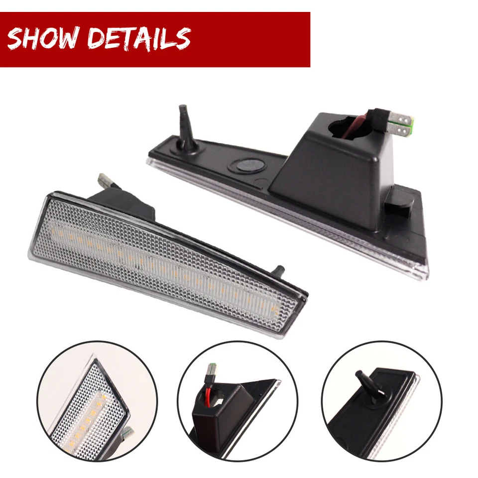 Clear Lens Amber LED Front Bumper Side Marker Lights For 2008-2012 Jeep Liberty - Image 3 of 4