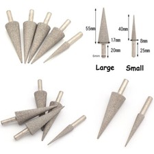 6mm Shank Tapered Cone Diamond Grinding Bits Cutting Burr Rotary Tool Grinder