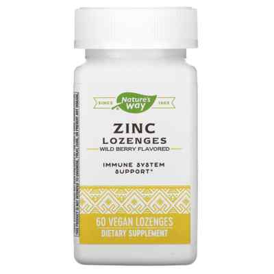 Nature's Way, Zink-Lutschtabletten, Wildbeere aromatisiert, 60 vegane Lutschtabletten