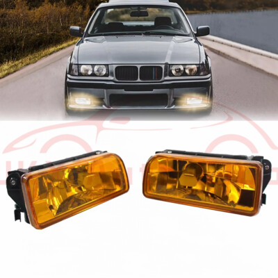 Pair Replace Fog Light Amber Lens m For BMW E36 318i 318ti 323i 328i 1992-1998