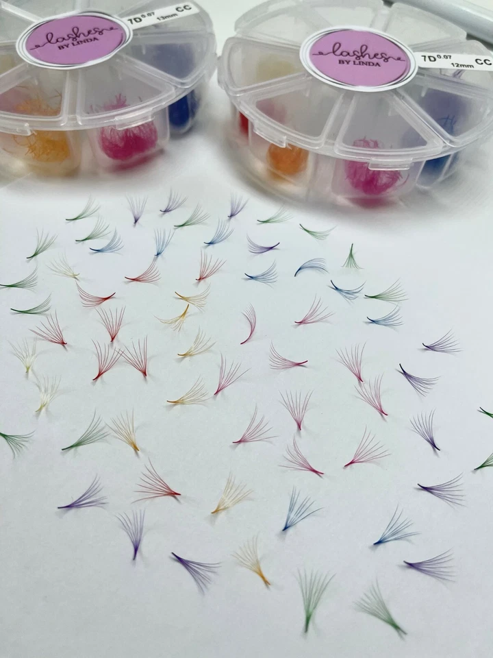 Premade Promade fans 7D 0.07 mixed colours 1000 fans Pointy Stems - Image 4 of 4