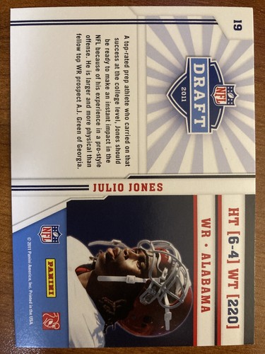 Julio Jones 2011 Prestige NFL DRAFT 2011 Rookie Card #19 nrmt - Picture 2 of 2