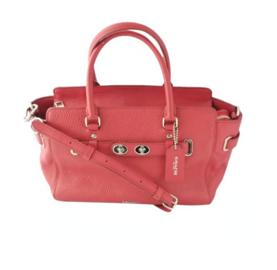 Coach Red Blake Turn Lock Detail Zip Top Tote/Cross Body