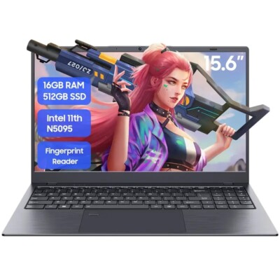 15.6'' Windows 11 Laptop, Intel Celeron N5095, 16GB RAM, 512GB SSD, FHD Display
