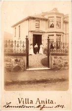 Guests Outside of Villa Anita Lennoxtown Scotland 1908 RPPC Postcard Photo