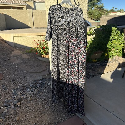 knee length dresses for ladies Lace-Trim Satin Floral Maxi Dress main image 0