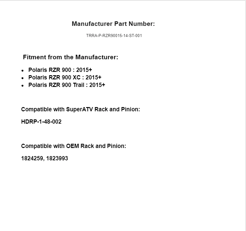 SuperATV Heavy Duty Tie Rod Kit for Polaris RZR 900 / XC / Trail (2015+) - Image 2 of 3