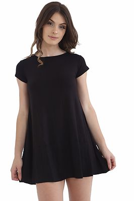 LADIES WOMEN GIRLS*CAP *SLEEVE SWING DRESS TOP PLAIN SKATER DRESSES TOPS  VEST | eBay