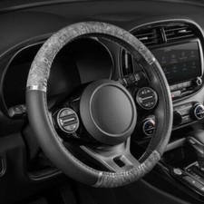 Chrome Wood Grain Steering Wheel Cover - Gray Comfortable Forcarsvanstrucks