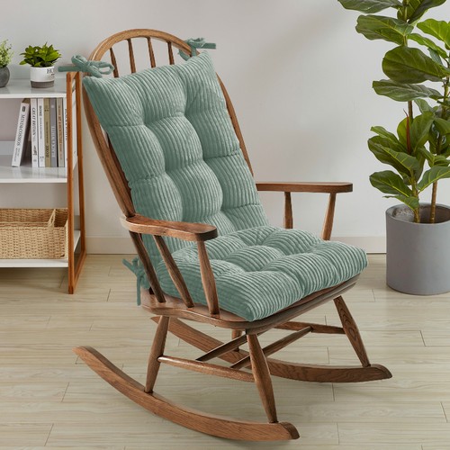 Sweet Home Collection 2 Piece Velvet Ribbed Non Slip Rocking Chair Cushion Set - Picture 10 of 21
