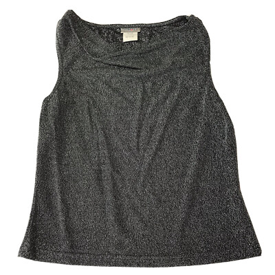 90s Y2K Top Metallic Silver Sheer Fairy Grunge Rave Cowl Sleeveless Disco USA
