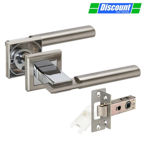 Door Handles on Square Rose with Straight Oval Lever Handles and Chrome Finish - Picture 5 of 5
