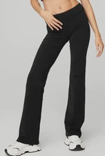 ALO YOGA Women's Black Airbrush Low-Rise Bootcut Leggings Plus Sz 2XL