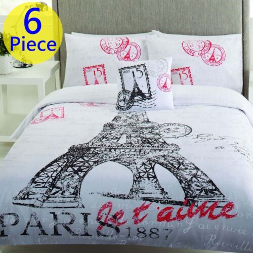 Paris Bon Reve Eiffel Tower Bed Pack Queen Bed in a Bag. 6 Piece set.