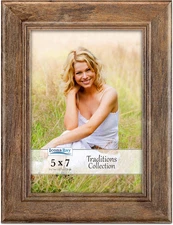 5X7 Chestnut Brown Picture Frame - Rustic Wood Pattern - Lightly Distressed Fram