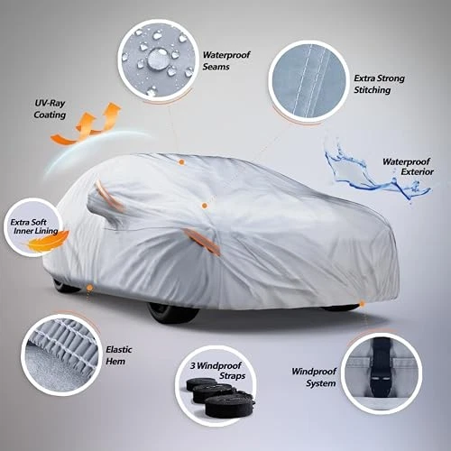 For Mitsubishi Mirage 1995-2024 Waterproof Car Cover, All Weather 6 Layers Foto 4 de 4