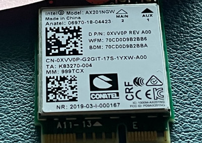 Intel Wi Fi 6 AX201NGW   WLAN/Bluetooth Karte (M.2 2230, Key E)