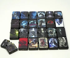 Collectible ALIEN Design – 24 Pcs Mixed Black Metal Windproof Oil Lighters