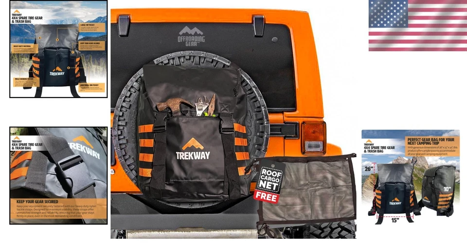 Organizador de neumáticos de repuesto multifuncional y bolsa de basura | Se adapta a neumáticos de 30", 15 galones Foto 2 de 4