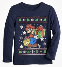 New Nintendo Holiday Super Mario Boys Long Sleeve Shirt Size 4 By Jumping Beans