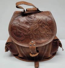 100% Leather Handmade Bag Horse Cuba Pockets Hard Backpack Ajustable Big