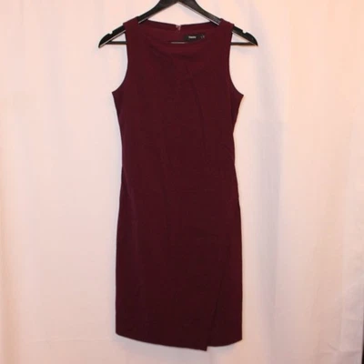 Theory Deep Purple Midi Wool Dress Women's Size 0 Minimalist Chic Quiet Luxury
