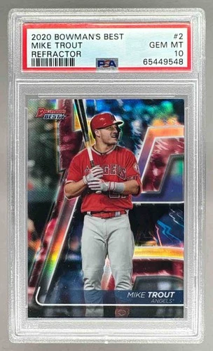 65449548 Mike Trout 2020 Bowman's Best #2 Refractor PSA 10