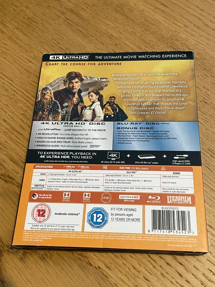 Solo: A Star Wars Story (4K UHD Blu-ray/Blu-ray, 2018) slipcover - Image 2 of 3