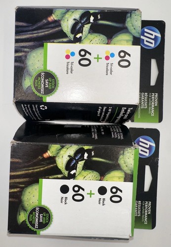 HP 60 (CZ071FN140) Black Ink Cartridges 2 Pack May 2020 + 2 Tricolor Nov 20 Lot - 第 1/7 張圖片