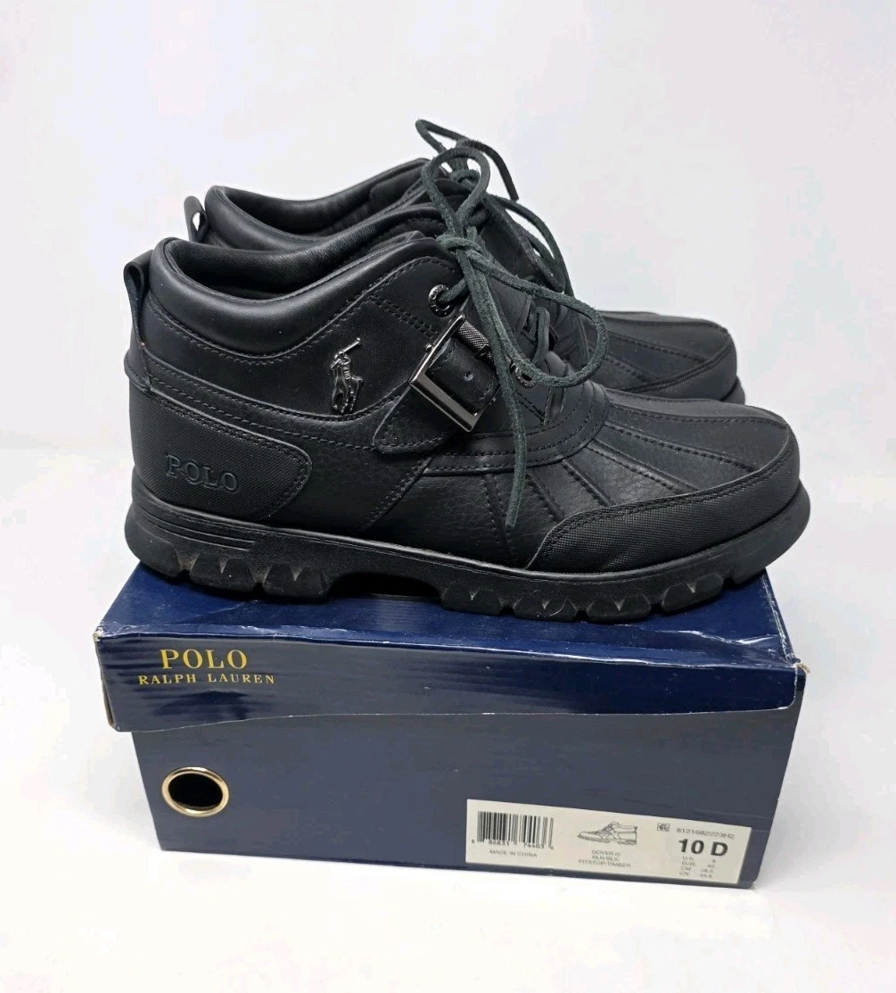 25+ Polo Ralph Lauren Leather Upper Black Boots for Men for sale
