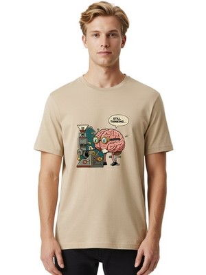 Still-Thinking Mens Graphic Tee, 100% Cotton, Casual Summer Wear