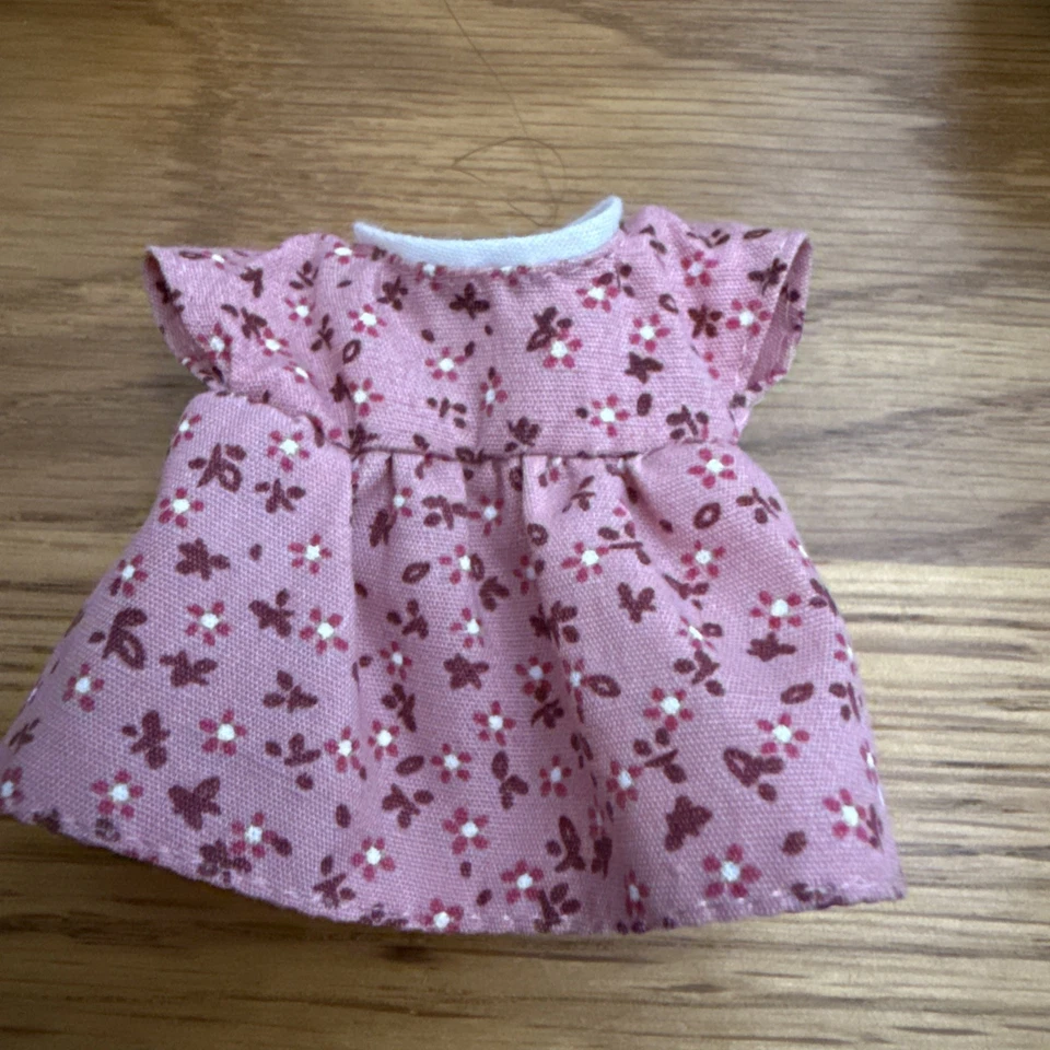 Sylvanian Families Mother's Adult's Dress Original Clothes Mauve Pink Flowers - Image 2 of 3