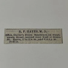R. F. Hayes M. D. Staver's Block 1876 Freeport IL Clipping SAJ2-S79