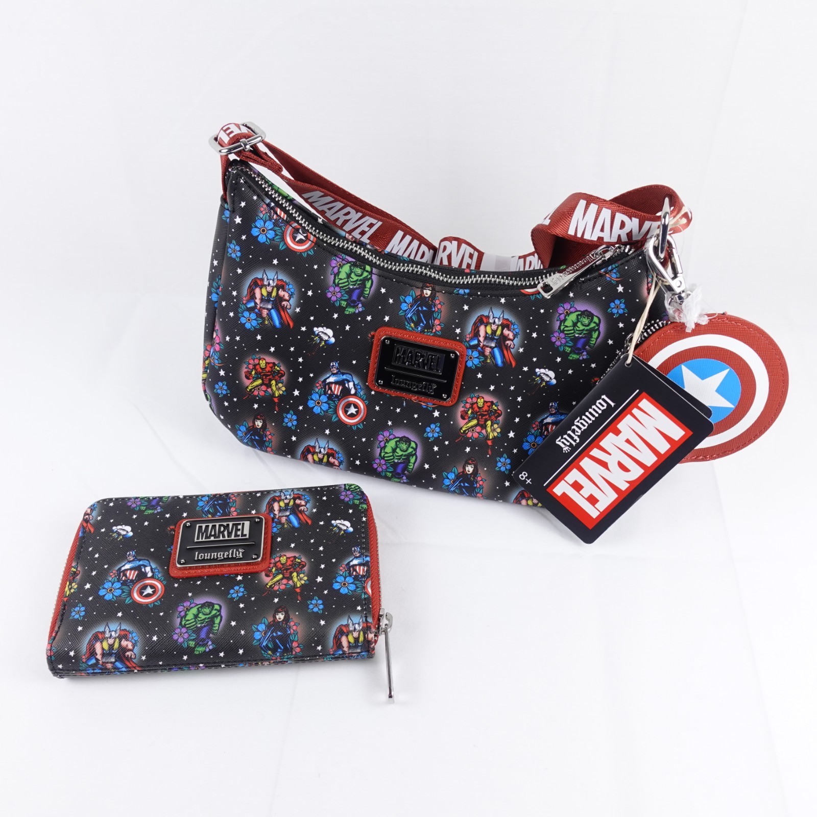 Bolso Bandolera Loungefly Marvel Avengers Tatuaje Cartera con Cartera a Juego