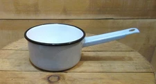 1 Enamelware Powder Blue with Black Trim Sauce Pot. 5⅝"W x 3"H
