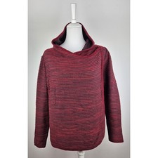Cecil Damen Pullover M 38 Kapuze Kapuzenpullover Druckknopf rot grau