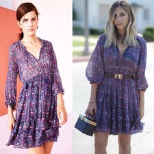 ULLA JOHNSON Ollie Floral Long Sleeve Silk Georgette Dress Size 2