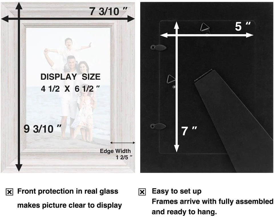 5X7相框(1包,仿旧白色)乡村相框用于展示 — 第 3/4 张图片