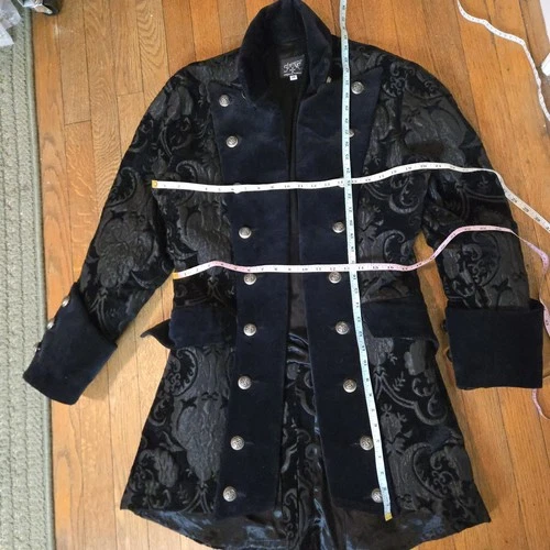 Shrine Hollywood California black brocade gothic steampunk military vampire coat image 5