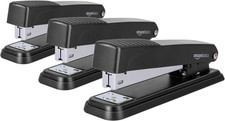 Full-Strip Metal Office Desktop Stapler, 20 Sheet Capacity, 3 Pack, Black