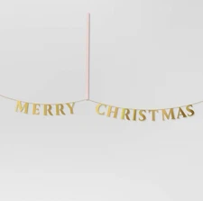 Merry Christmas Banner Gold Garland - Threshold