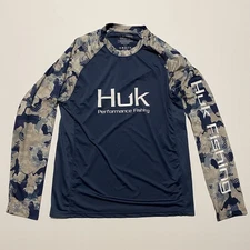Huk Performance Fishing Long Sleeve Shirt Men’s Small Camo Sleeves