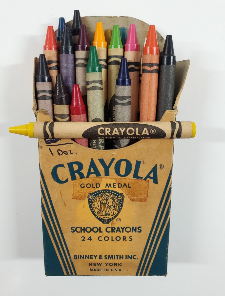 VTG Crayola No 242 Gold Medal 24 Color Pack Crayons Box Binney